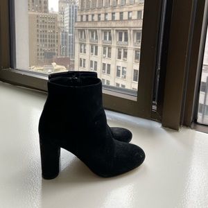 Cute black booties w/ small block heel. Used.